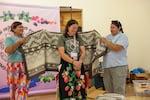 Emma Johnson, Cowlitz, Indigenous Traditional Ecological & Cultural Knowledge (ITECK) coordinator at Portland State University, stands to be honored on Sept. 10, 2026, at Portland State University for her role in helping plan the inaugural Indigenous Food Summit.