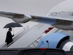 President Donald Trump boards Air Force One on July 28, 2017 at Joint Base Andrews, Md.