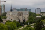 Northwestern University and downtown Evanston, Illinois.