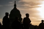 Members of the National Guard patrol near the U.S. Capitol on October 1, 2025 in Washington, DC. As the administration started sending troops into several Democratic-led cities this summer, some members of the Ohio guard began expressing concern in a Signal group chat.