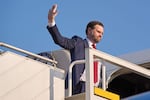 Vice President Vance waves while boarding Air Force Two as he leaves Islamabad on Sunday. Vance spent 21 hours on the ground in Islamabad and stated an agreement was not made with Iran.
