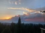 In this photo provided by the Cedar Creek Frie Incident Command, the plume of the Cedar Creek Fire is seen from Round Mountain Lookout on Tuesday, Sept. 6, 2022.