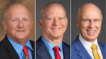 (Left to right) Candidates vying for a seat on the Clackamas County board of commissioners, Jim Bernard, Paul Savas and Mark Shull, in the upcoming May 2026 primary election.