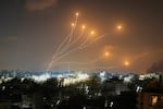 Israel's Iron Dome air defense system intercepts rockets launched from Gaza on Wednesday.