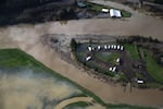 A king tide floods an RV park in Tillamook Bay in 2014.