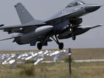 FILE - An F-16 fighter lands at a Turkish air base in the Central Anatolian Turkish city of Konya on Sept. 8, 2004. Norway said Wednesday, July 10, 2024, it will donate six F-16 in the course of 2024 to Ukraine because Kyiv's “ability to defend itself against attacks from the air is absolutely crucial in its defensive battle against Russia.” (AP Photo/Burhan Ozbilici, File)