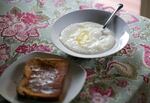 Ed and Sara Johnson made a breakfast of grits and toast on Saturday morning.