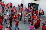 Vancouver teachers pour out of Skyview High School following vote to ratify a new contract Tuesday, Sept. 4, 2018.