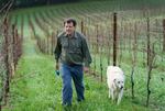 Nick Kristof at his family farm in Yamhill, accompanied by the family dog, Connie, Jan. 14, 2022. 