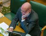 Oregon state Representative Greg Smith,  R-Heppner, on Feb. 5, 2024, during the opening of the legislative short session at the Oregon state Capitol in Salem, Ore.