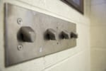 A ball-bearing hook system in a Clark County Jail cell in Vancouver, Washington, on March 14, 2019. The bearings allow inmates to hang light personal items but does not allow a cord or rope to be affixed to the bearings. 