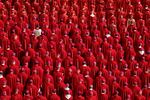 Cardinals attend the funeral of Pope Francis in St. Peter’s Square.
