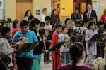 Third graders at Earl Boyles Elementary School play recorders at a winter concert, Dec. 18.