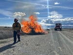 Tumbleweeds are torched at the Hanford cleanup site in southeast Washington in the early part of this year.