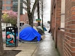 Tents line the entirety of some city blocks in Portland's Old Town on March 23, 2022.