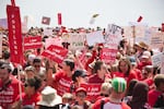 Teachers rally for more school funding in Portland, Ore., on May 8, 2019. The rally was part of a statewide walkout led by the Oregon Education Association, the state’s largest public education employee union.