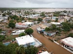 Playa Salinas is flooded after the passing of Hurricane Fiona in Salinas, Puerto Rico, on Monday.