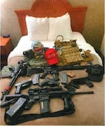 Prosecutors presented evidence that three rioters brought these weapons to a hotel room in Virginia before they joined the Jan. 6, 2021 riot at the U.S. Capitol. The men allegedly brought handguns with them onto the grounds of the U.S. Capitol.