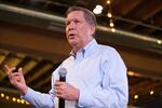 Ohio Gov. John Kasich speaks at a town hall in Portland on April 28, 2016, days before suspending his presidential campaign.