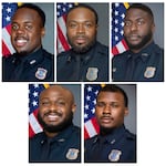 This combination of images provided by the Memphis Police Department shows (top row from left) officers Tadarrius Bean, Demetrius Haley, Emmitt Martin III (bottom row from left) Desmond Mills Jr. and Justin Smith.