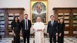 Pope Leo XIV with Vice President JD Vance, his wife Usha Vance, Secretary of State Marco Rubio and his wife Jeanette Dousdebes Rubio, on the occasion of their meeting at the Vatican, Monday,