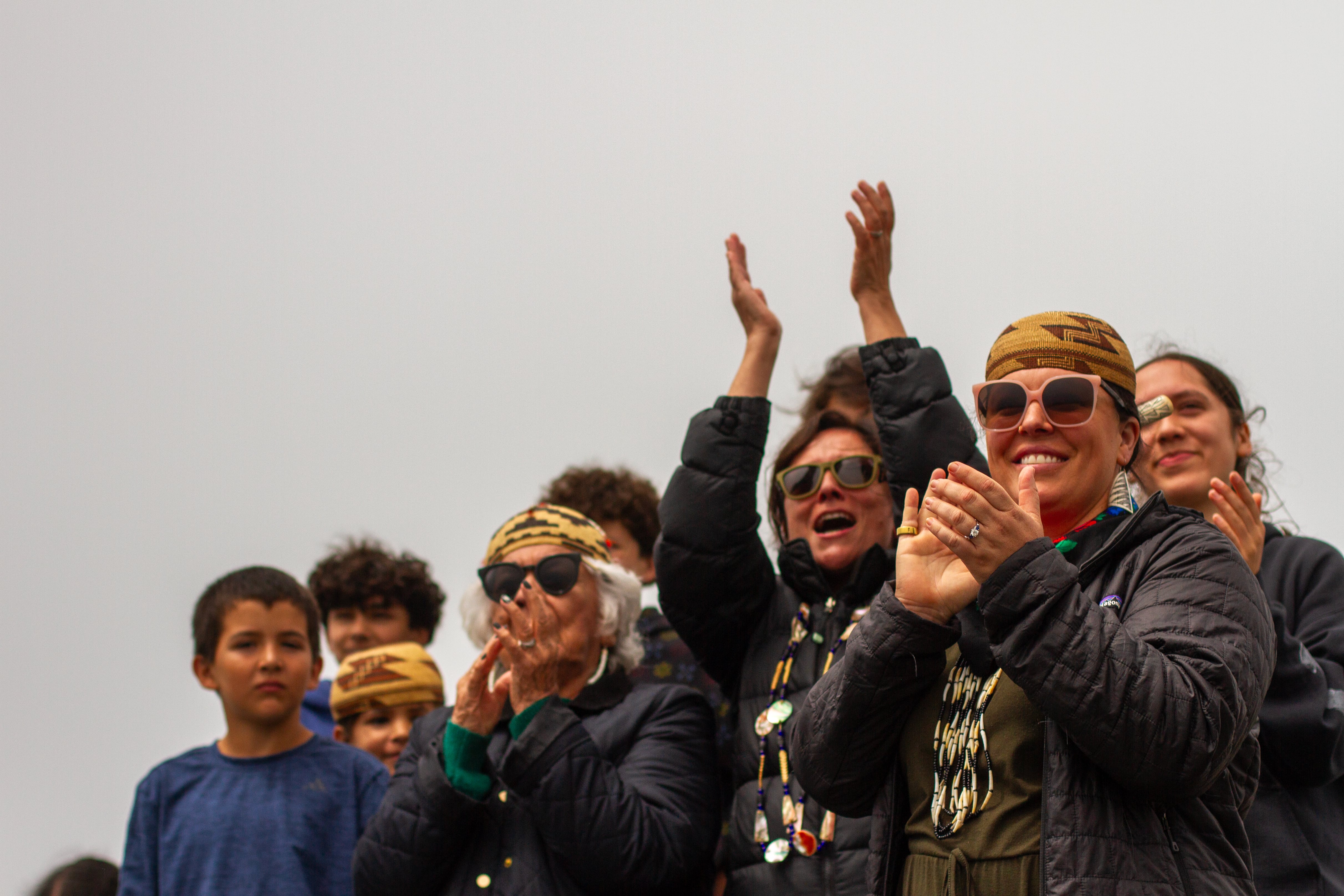 Yurok community members of Requa Village, were among the first to welcome the youth kayakers to the final landing at the mouth of the Klamath River.