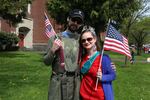 Happy Valley residents Sam Zavalatta and Meagan Campbell attended Saturday's March For Free Speech.