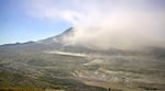 Volcanic ash rises above Mount St. Helens in Washington, as seen by a U.S. Geological Survey webcam, Sept. 16, 2025. The volcanic ash from the 1980 eruption was picked up by strong easterly winds.