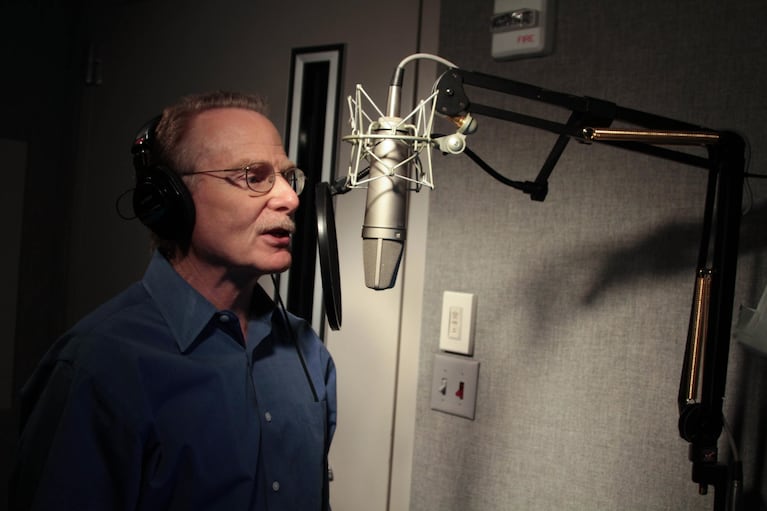 Jeff Douglas records his last "track" for "Oregon Art Beat" in 2011.