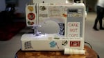 In this still taken from a video, a sewing machine sits on a table at a Sincere Studio quilting bee, which took place on Dec. 4, 2022.