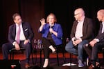 Washington Post columnist Ruth Marcus (in a blue jacket) speaks on stage during a panel at the New Yorker Festival in 2018. (Photo by Thos Robinson/Getty Images for The New Yorker)