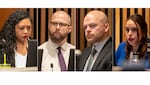 (Left to right) Portland City Councilors Candace Avalos, Jamie Dunphy, Mitch Green and Angelita Morillo, have a proposal to spend tens of millions in unspent housing bureau dollars.