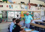Douglas ESD mentor Keith Osmack checks in with high school students in the Elkton School District on Wednesday, Aug. 26, 2026. After noticing concerning enrollment for middle schoolers, Douglas ESD shifted to offering mentorship for students throughout middle and high school.