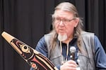 FILE - Northwest Indian Fisheries Commission chair Ed Johnstone speaks at a ceremony marking the 50th anniversary of the Boldt decision, which recognized tribes’ rights to half of salmon harvests, in February 2024.