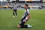 Botafogo's Jair Cunha celebrates after scoring the opening goal during the Club World Cup group B soccer match between Botafogo and Seattle Sounders at Seattle Lumen Field, in Seattle, Sunday, June 15, 2025.