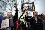 Pro-Palestinian demonstrators call for a cease-fire in Gaza during a protest outside the White House on April 2, 2024.