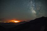 Wildfires glow at night in Three Sisters Wilderness.