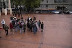 Patriot Prayer marchers and antifascist counterprotesters argue during a Patriot Prayer march on Sept. 15, 2019 in Portland's Pioneer Square.