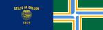 A comparison of the State of Oregon flag with the City of Portland's. The state's flag is criticized for its poor design, while Portland's is celebrated. 