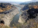 The Klamath River seen upstream from an overlook near the Copco 1 Dam, July 26, 2024.