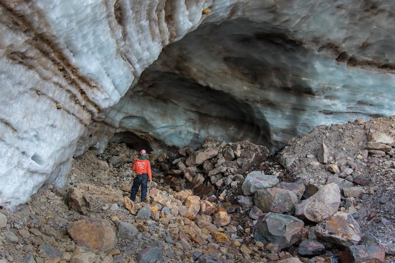 The last 40 feet of Snow Dragon. The cave, which in 2013 measured 2,451 feet in length, was completely gone by 2017.