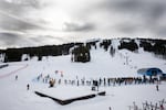 FILE: Lift lines form at Mt. Bachelor ski resort outside Bend, Ore., Monday, Dec. 7, 2020. 