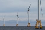 FILE - Turbines operate at the Block Island Wind Farm, Dec. 7, 2023, off the coast of Block Island, R.I., during a tour organized by Orsted. The federal government has finalized two areas for floating offshore wind farms along the Oregon coast. The Bureau of Ocean Energy Management says the two areas cover nearly 200,000 acres. (AP Photo/Julia Nikhinson, File)