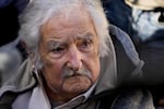 This 2024 photo shows former Uruguayan President Jose Mujica photographed roughly from the shoulders up. He has gray hair and a mustache, and he's wearing a gray jacket.