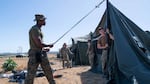 U.S. service members set up tents in at Naval Station Guantanamo Bay in support of the removal operations led by DHS at Naval Station Guantanamo Bay.