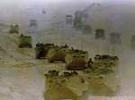 U.S. Marine Corps armored vehicles make their way through the Saudi Arabian desert towards Kuwaiti border, Jan. 20, 1991. America's Gulf War ended in February 1991, but Congress has never repealed the AUMF.