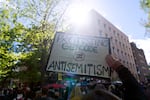Hundreds of people attend a pro-Palestinian protest on Portland State University's campus on Monday, April 29, 2024.