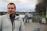 Nathan Hoover gives bridge tours to school children and tourists at PDX Bridge Tours.  He thinks the hundreds of logs that underpin the Burnside Bridge might collapse in the event of a large earthquake.