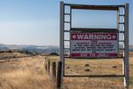 An anti-drug sign sits along Highway 197 in Klickitat County, Wash.