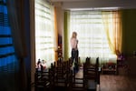 "This was a beautiful school," says Yana Tsyhanenko, the head of school. But now, it's sad. "Kindergartens are not supposed to be quiet."